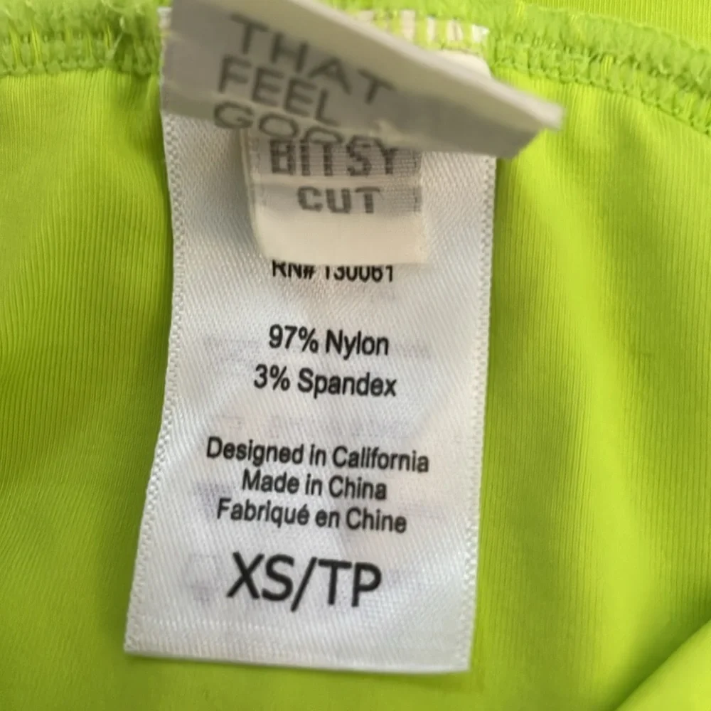 l*space High Waist Frenchi Bitsy Ribbed Acid Green Bikini Bottom XS‎